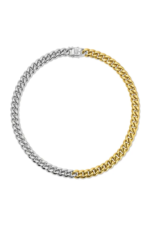 Necklaces Eye Candy LA Belle TwoTone Cuban Link Collar Necklace