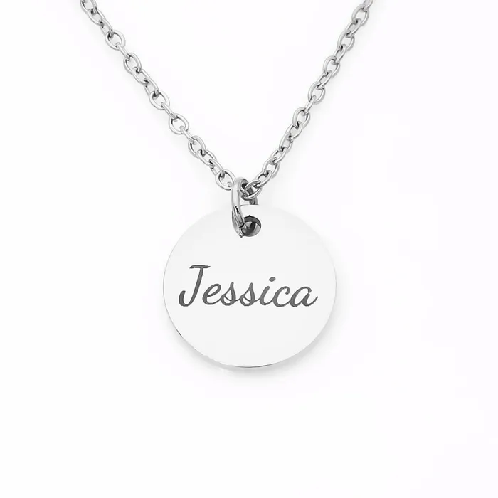 Necklaces Glitters Personalised Round Disc Necklace Name