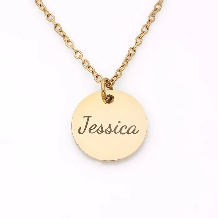 Necklaces Glitters Personalised Round Disc Necklace Name
