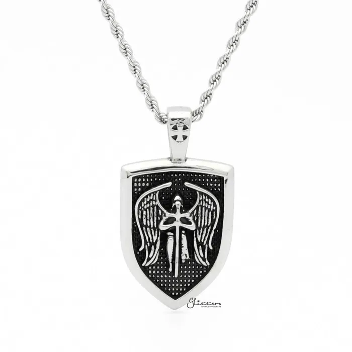 Necklaces Glitters Stainless Steel St Michael Tag Pendant
