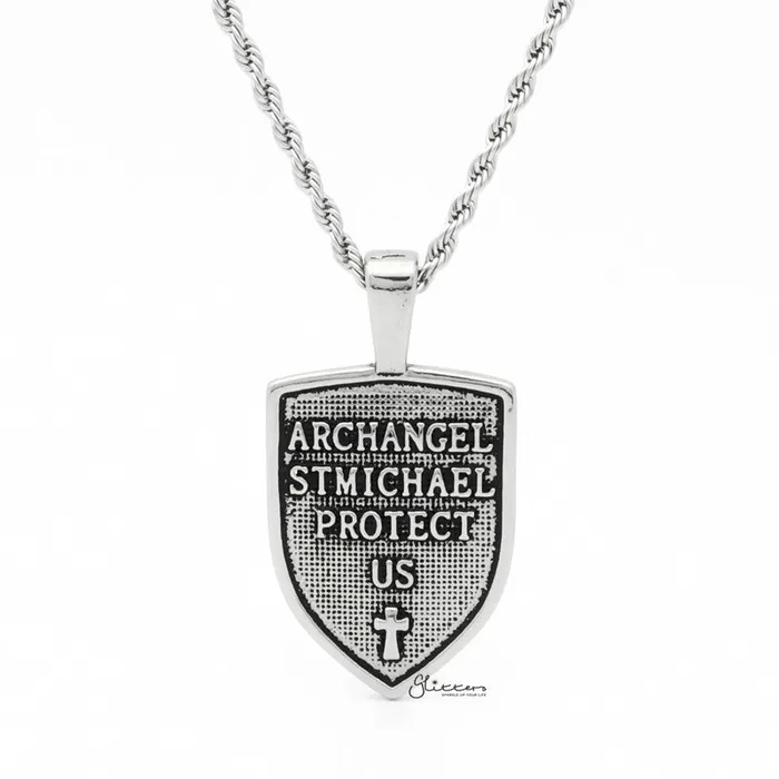Necklaces Glitters Stainless Steel St Michael Tag Pendant