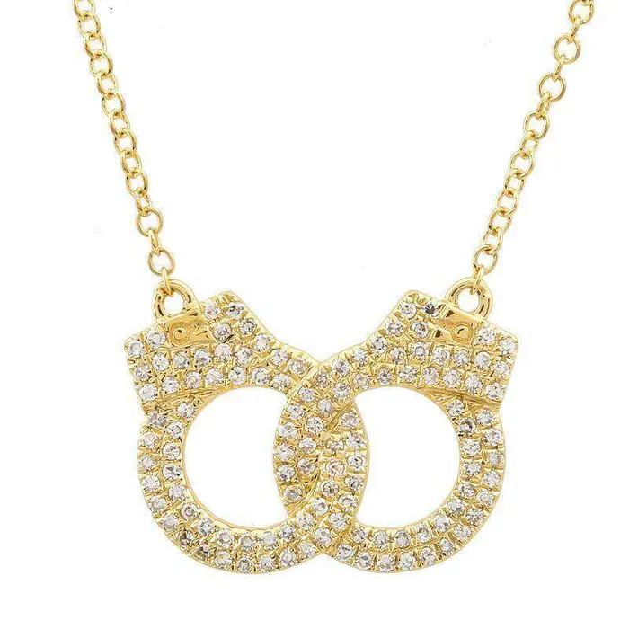 Necklaces Izakov Diamonds Fine Jewelry 14K Gold Diamond Micro Pave Handcuffs Necklace Necklaces Izakov Diamonds Fine Jewelry 14K Gold Diamond Micro Pave Handcuffs Necklace