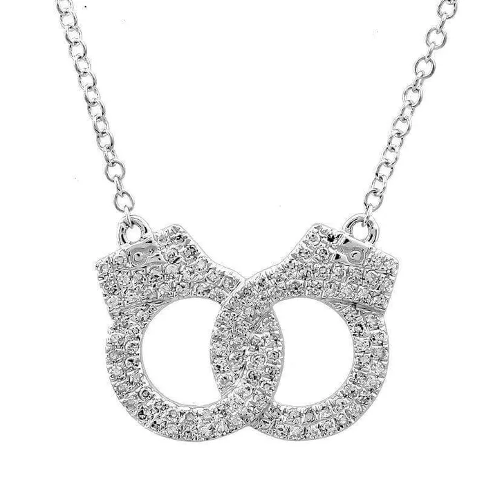 Necklaces Izakov Diamonds Fine Jewelry 14K Gold Diamond Micro Pave Handcuffs Necklace