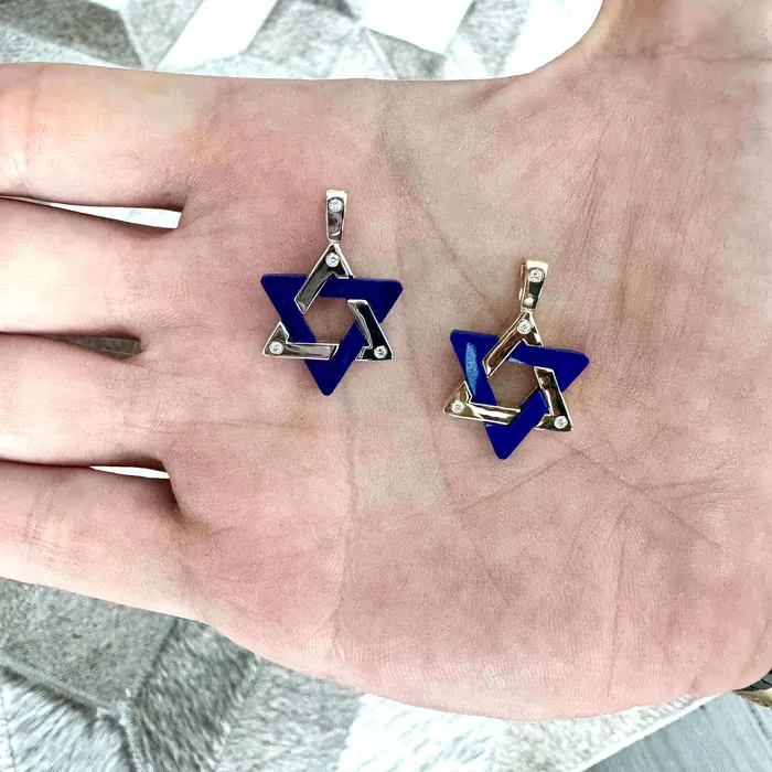 Necklaces Izakov Diamonds Fine Jewelry 14K Gold Gemstone Star of David Diamond Pendant 