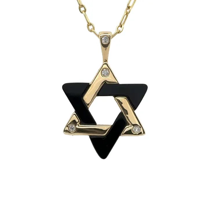 Necklaces Izakov Diamonds Fine Jewelry 14K Gold Gemstone Star of David Diamond Pendant 