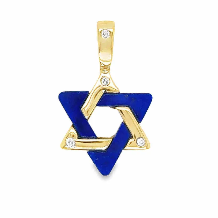 Necklaces Izakov Diamonds Fine Jewelry 14K Gold Gemstone Star of David Diamond Pendant 