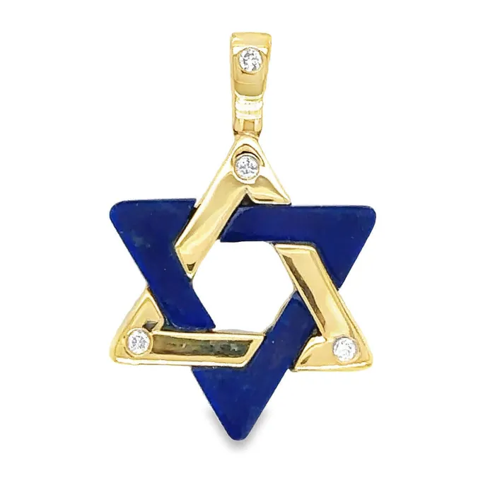 Necklaces Izakov Diamonds Fine Jewelry 14K Gold Gemstone Star of David Diamond Pendant 