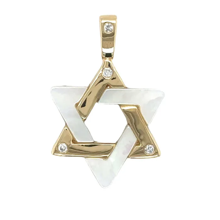 Necklaces Izakov Diamonds Fine Jewelry 14K Gold Gemstone Star of David Diamond Pendant 
