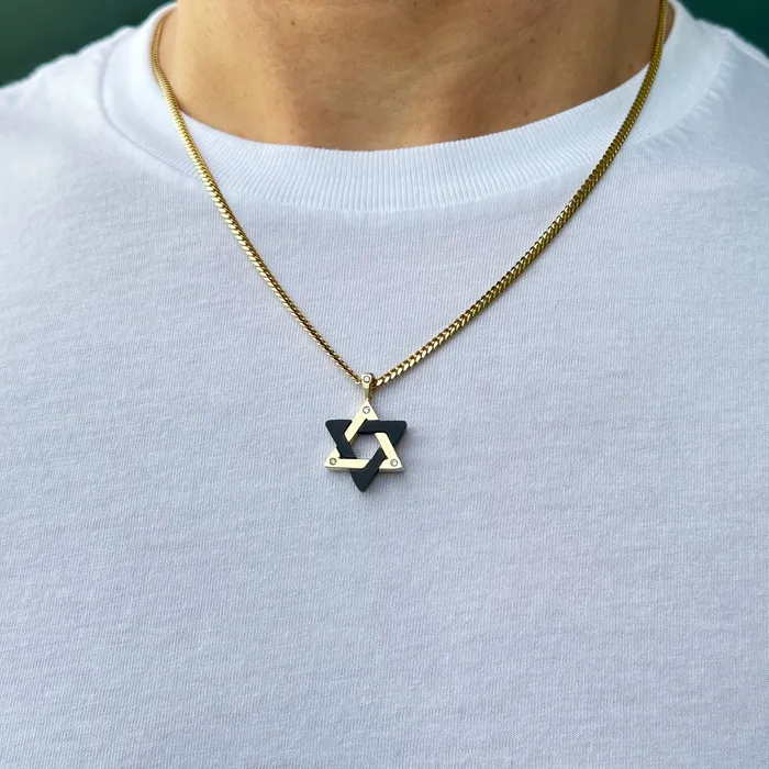 Necklaces Izakov Diamonds Fine Jewelry 14K Gold Gemstone Star of David Diamond Pendant 