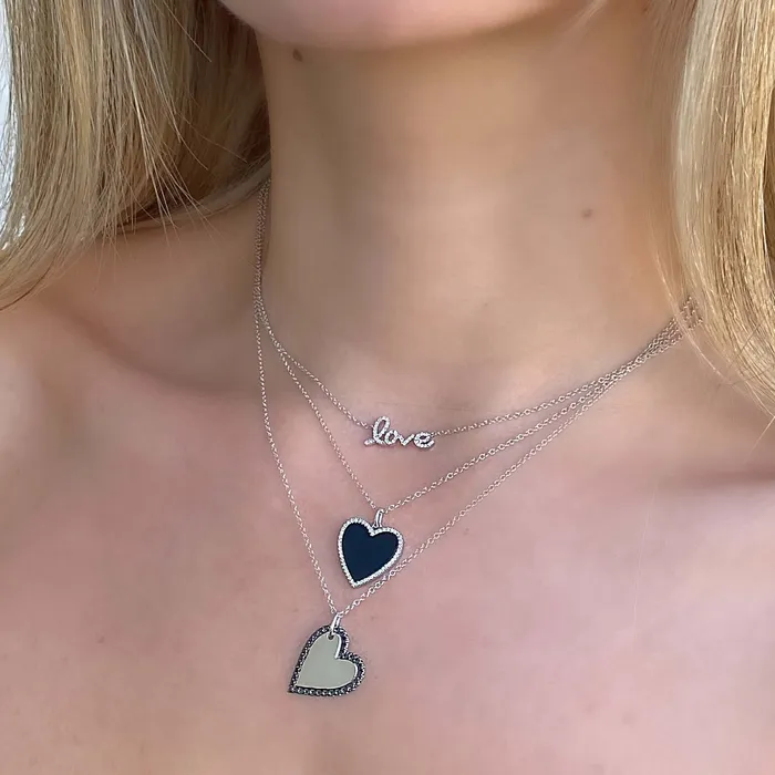 Necklaces Izakov Diamonds Fine Jewelry 14K Gold Love Script Diamond Necklace