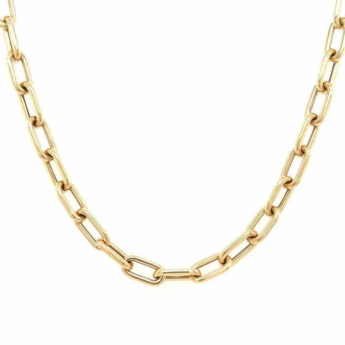 Necklaces Izakov Diamonds Fine Jewelry 14K Gold Rounded Oval Cable Link Necklace Necklaces Izakov Diamonds Fine Jewelry 14K Gold Rounded Oval Cable Link Necklace