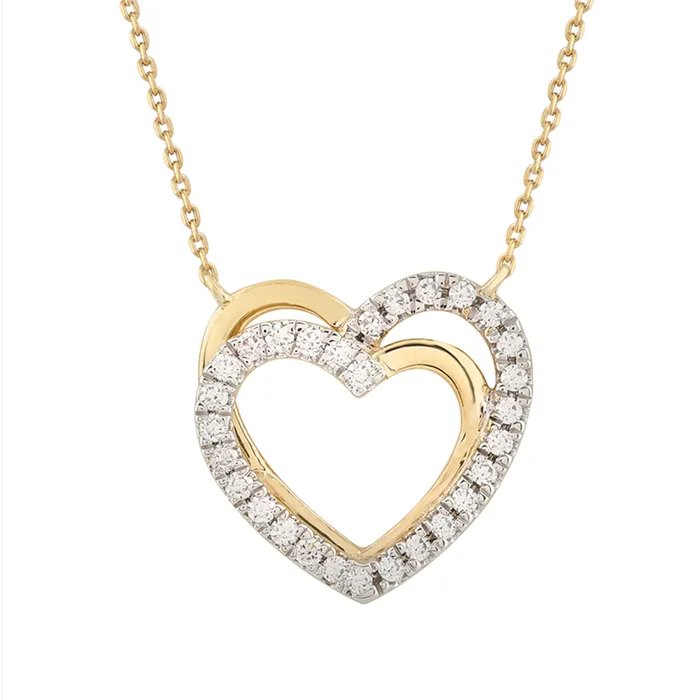 Necklaces LADIES NECKLACE 025CT ROUND DIAMOND 10K YELLOW GOLD AV