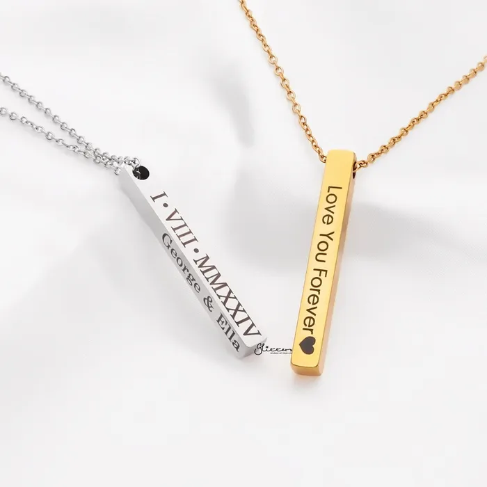 Necklaces Personalised 3D Bar Necklace Glitters