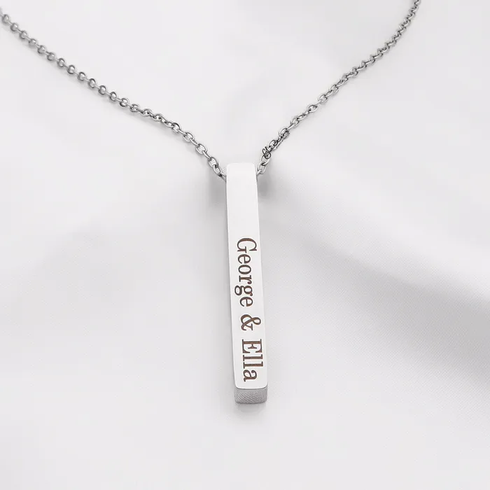 Necklaces Personalised 3D Bar Necklace Glitters