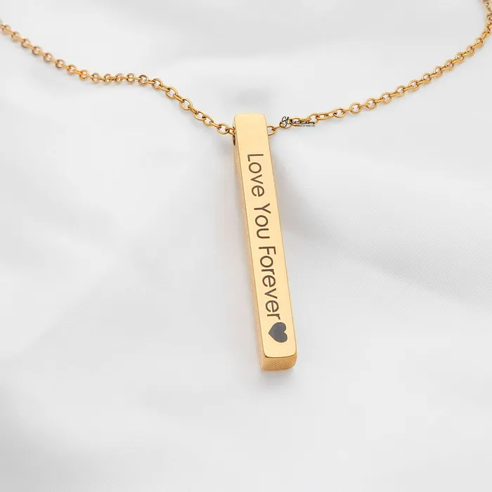 Necklaces Personalised 3D Bar Necklace Glitters