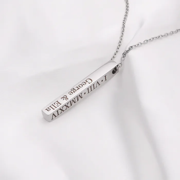 Necklaces Personalised 3D Bar Necklace Glitters