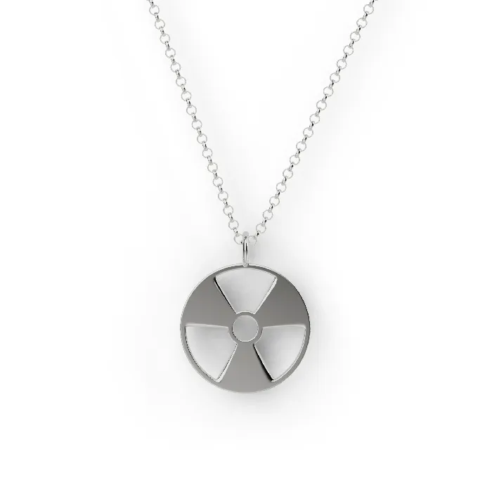 Necklaces sciencejewelry1824 radiation symbol necklace silver