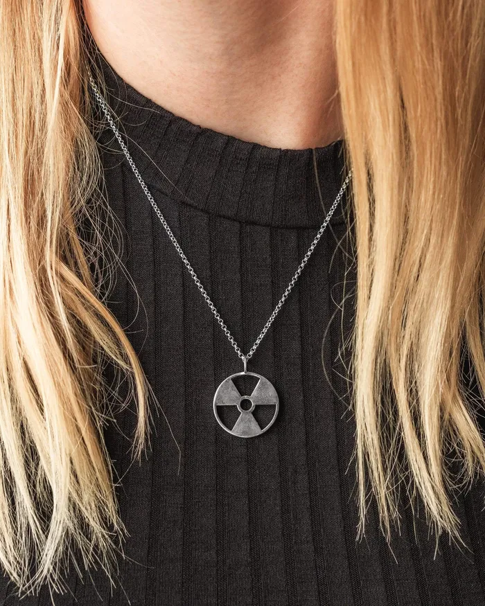 Necklaces sciencejewelry1824 radiation symbol necklace silver