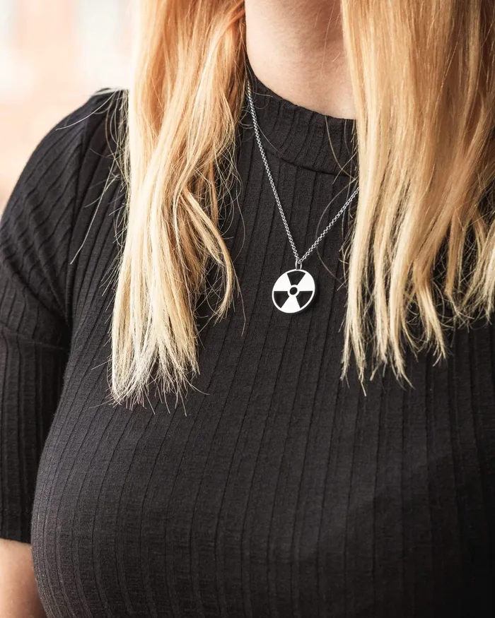 Necklaces sciencejewelry1824 radiation symbol necklace silver