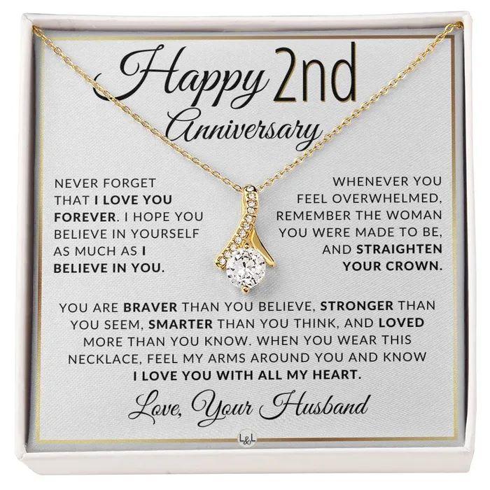 Necklaces ShineOn Fulfillment 2nd Anniversary Gift For Wife Anniversary Gift Idea For Your Wife Drop Pendant Necklace Heartfelt Anniversary Message Necklaces ShineOn Fulfillment 2nd Anniversary Gift For Wife Anniversary Gift Idea For Your Wife Drop Pendant Necklace Heartfelt Anniversary Message