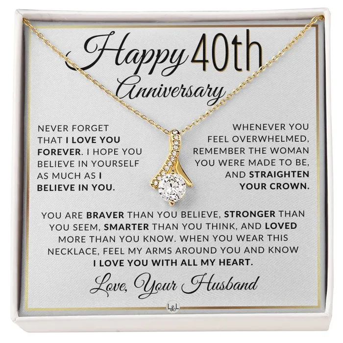 Necklaces ShineOn Fulfillment 40th Anniversary Gift For Wife Anniversary Gift Idea For Your Wife Drop Pendant Necklace Heartfelt Anniversary Message Necklaces ShineOn Fulfillment 40th Anniversary Gift For Wife Anniversary Gift Idea For Your Wife Drop Pendant Necklace Heartfelt Anniversary Message