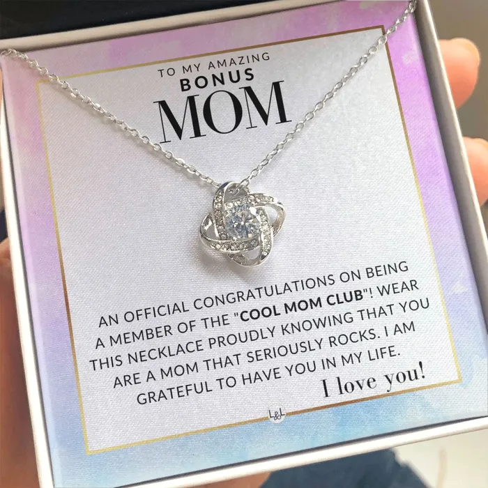 Necklaces ShineOn Fulfillment Bonus Mom Gift Cool Mom Club Present for Stepmom Bonus Mom Second Mom Unbiological Mom or Other Mom Great For Mothers Day Christmas Her Birthday Or As An Encouragement Gift