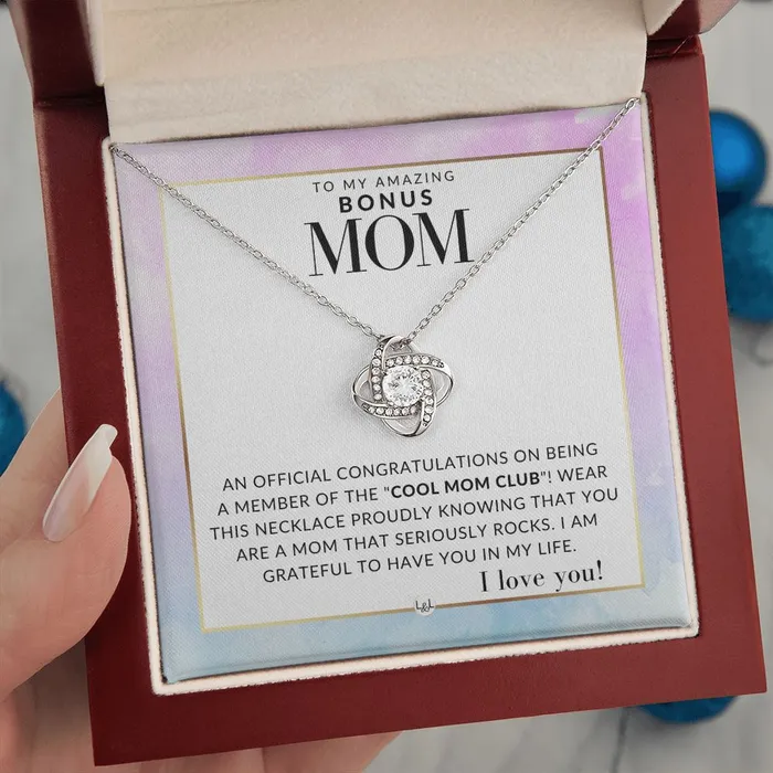 Necklaces ShineOn Fulfillment Bonus Mom Gift Cool Mom Club Present for Stepmom Bonus Mom Second Mom Unbiological Mom or Other Mom Great For Mothers Day Christmas Her Birthday Or As An Encouragement Gift