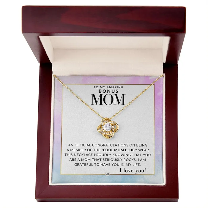 Necklaces ShineOn Fulfillment Bonus Mom Gift Cool Mom Club Present for Stepmom Bonus Mom Second Mom Unbiological Mom or Other Mom Great For Mothers Day Christmas Her Birthday Or As An Encouragement Gift