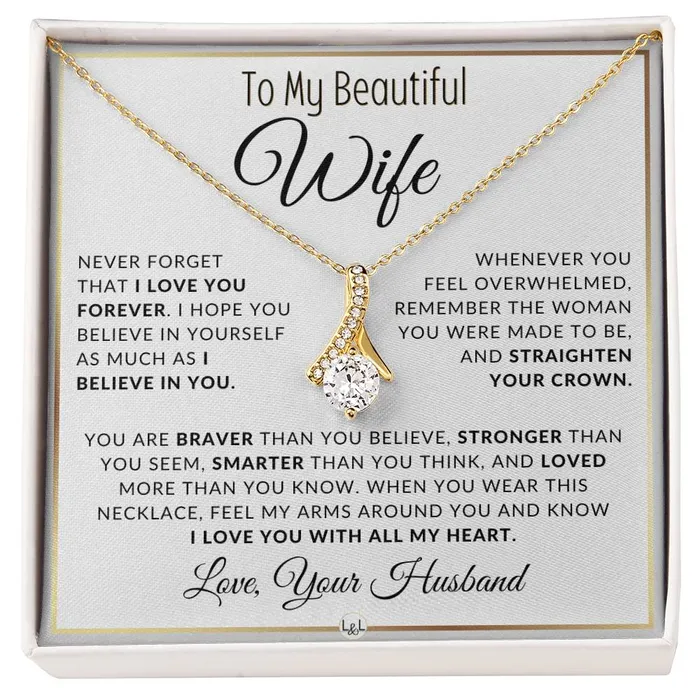 Necklaces ShineOn Fulfillment Gift For Wife I Love You Forever Thoughtful Gift Idea For Your Wife Drop Pendant Necklace Heartfelt Message