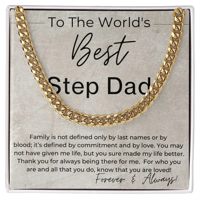 Necklaces ShineOn Fulfillment The Worlds Best Step Dad Gift for Step Dad Linked Chain Necklace Necklaces ShineOn Fulfillment The Worlds Best Step Dad Gift for Step Dad Linked Chain Necklace
