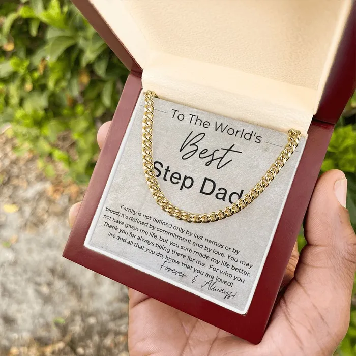 Necklaces ShineOn Fulfillment The Worlds Best Step Dad Gift for Step Dad Linked Chain Necklace