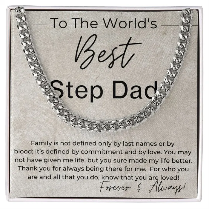 Necklaces ShineOn Fulfillment The Worlds Best Step Dad Gift for Step Dad Linked Chain Necklace