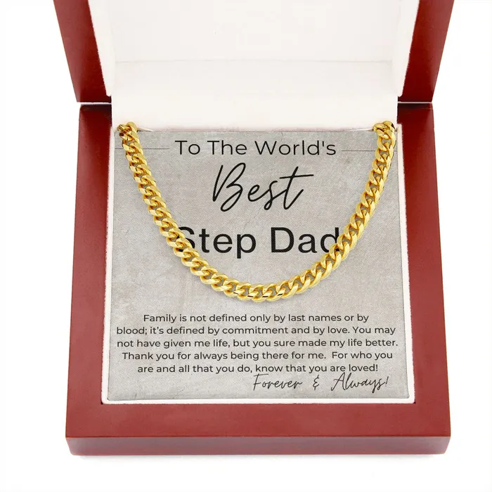 Necklaces ShineOn Fulfillment The Worlds Best Step Dad Gift for Step Dad Linked Chain Necklace