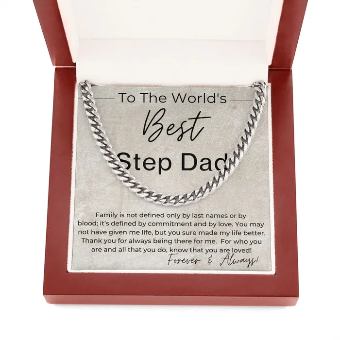 Necklaces ShineOn Fulfillment The Worlds Best Step Dad Gift for Step Dad Linked Chain Necklace