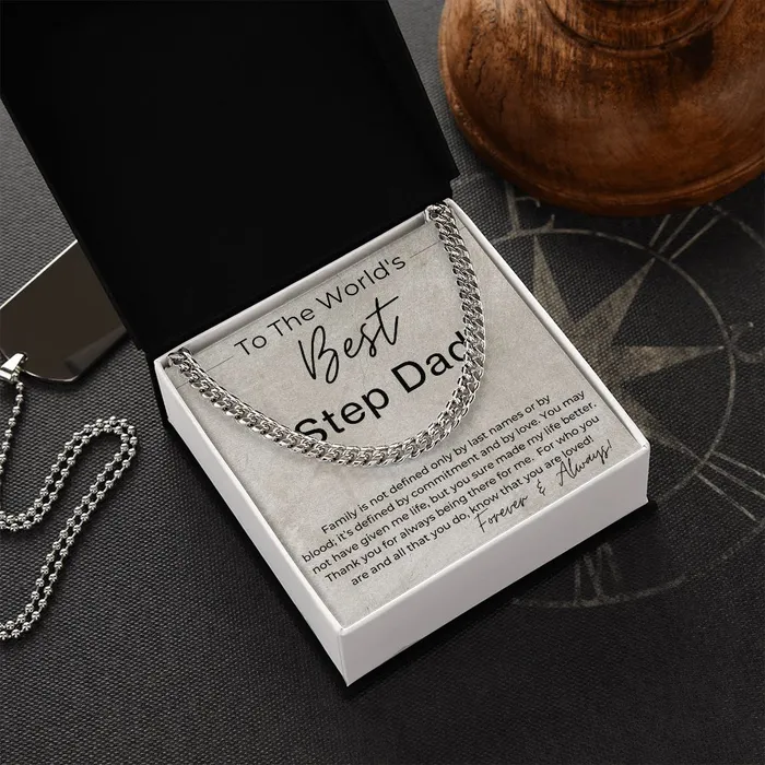 Necklaces ShineOn Fulfillment The Worlds Best Step Dad Gift for Step Dad Linked Chain Necklace