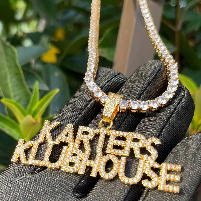 Necklaces The Icetruck Custom Diamond Micro Font Pendant Necklaces The Icetruck Custom Diamond Micro Font Pendant