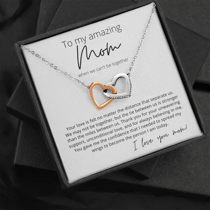 Necklaces To My Amazing Mom When We Cant be Together Interlocking Hearts Pendant Necklace Perfect for Your Long Distance Mom ShineOn Fulfillment Necklaces To My Amazing Mom When We Cant be Together Interlocking Hearts Pendant Necklace Perfect for Your Long Distance Mom ShineOn Fulfillment
