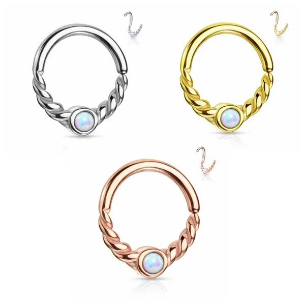Opal Centered Braided Half Circle Bendable Segment Rings Silver Gold Rose Gold Glitters Earrings Opal Centered Braided Half Circle Bendable Segment Rings Silver Gold Rose Gold Glitters Earrings