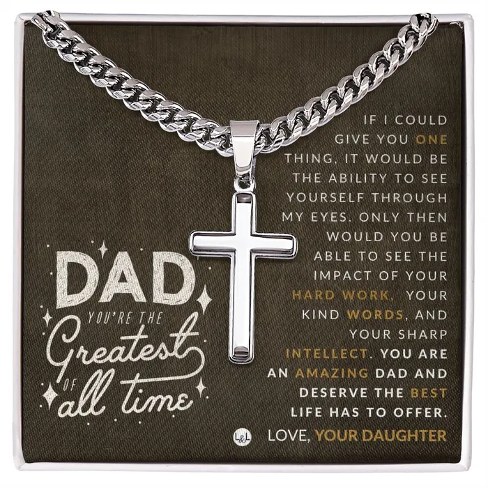 Perfect Gift For Dad From Daughter Mens Chain with Engravable Cross Necklace Christian Jewelry For Dad For Fathers Day Christmas or His Birthday ShineOn Fulfillment Necklaces Perfect Gift For Dad From Daughter Mens Chain with Engravable Cross Necklace Christian Jewelry For Dad For Fathers Day Christmas or His Birthday ShineOn Fulfillment Necklaces