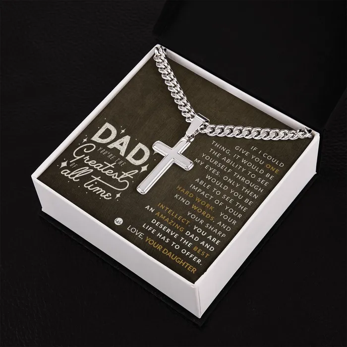 Perfect Gift For Dad From Daughter Mens Chain with Engravable Cross Necklace Christian Jewelry For Dad For Fathers Day Christmas or His Birthday ShineOn Fulfillment Necklaces