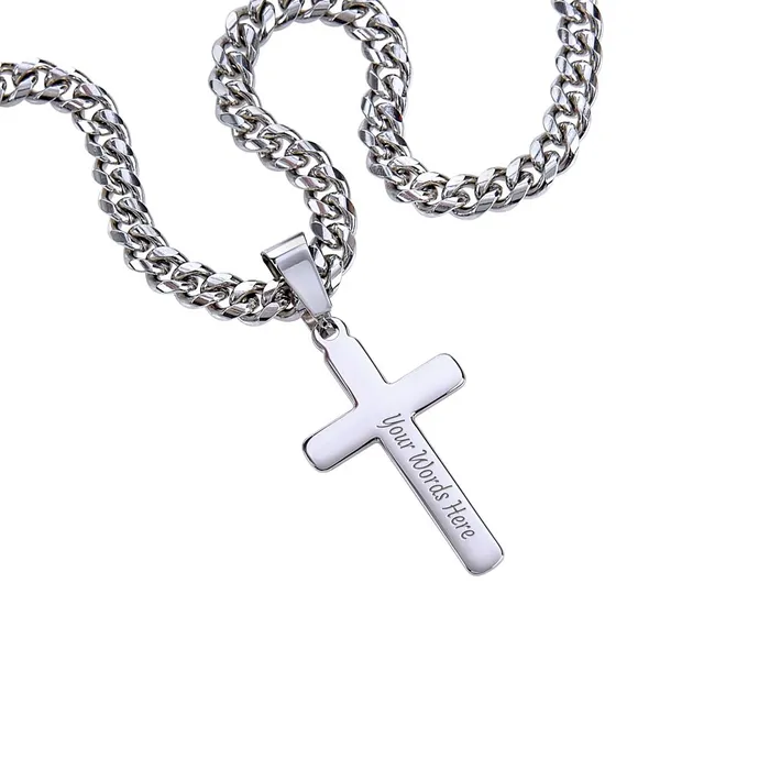 Perfect Gift For Dad From Daughter Mens Chain with Engravable Cross Necklace Christian Jewelry For Dad For Fathers Day Christmas or His Birthday ShineOn Fulfillment Necklaces