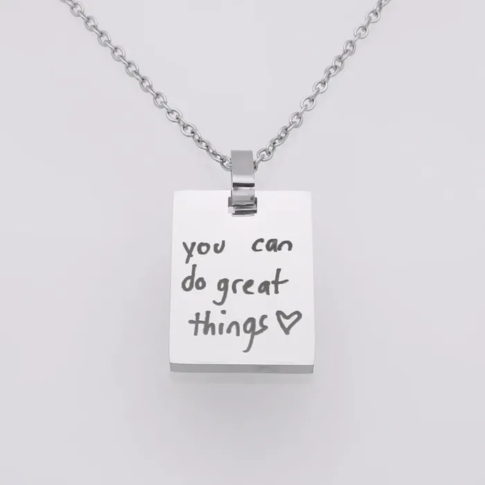 Personalised Rectangle Pendant Necklace Actual Handwriting Drawing Glitters Necklaces Personalised Rectangle Pendant Necklace Actual Handwriting Drawing Glitters Necklaces