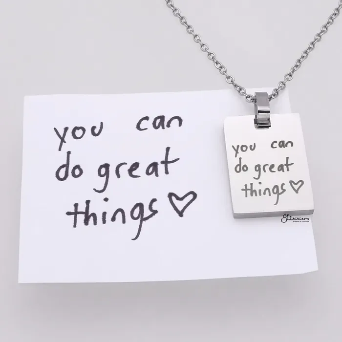 Personalised Rectangle Pendant Necklace Actual Handwriting Drawing Glitters Necklaces