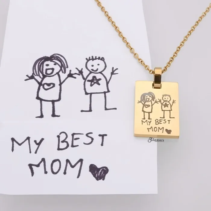 Personalised Rectangle Pendant Necklace Actual Handwriting Drawing Glitters Necklaces