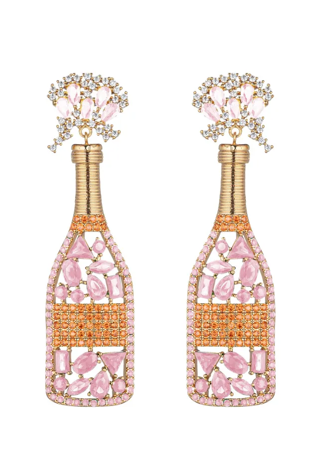 Pop Rose Champagne 18K Gold Plated Drop Earrings Eye Candy LA Earrings