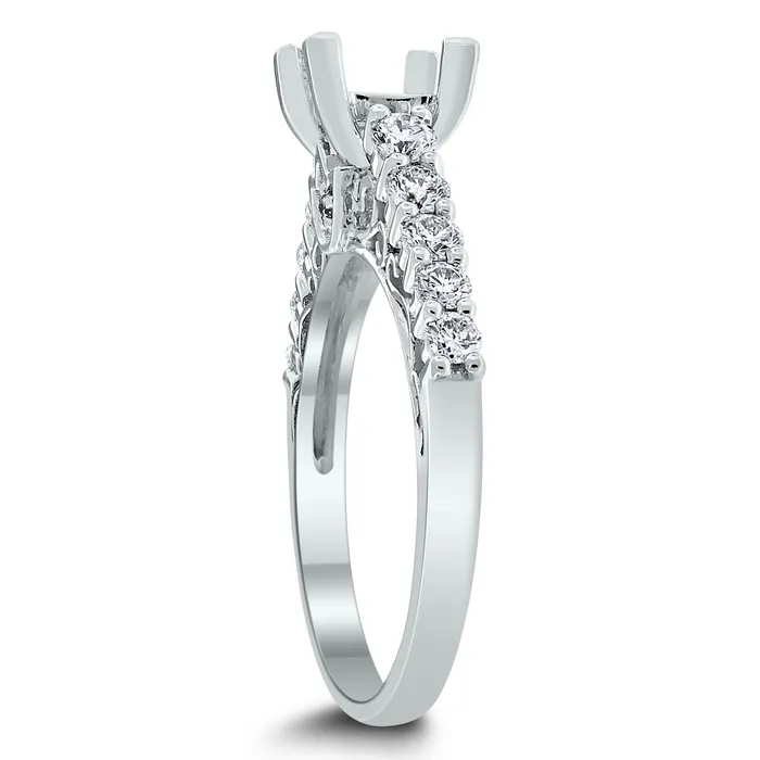 Princess Engagement Setting Bridal Set for a 1 ct Princess Cut 100 ct Diamonds in White Gold Beauvince Rings