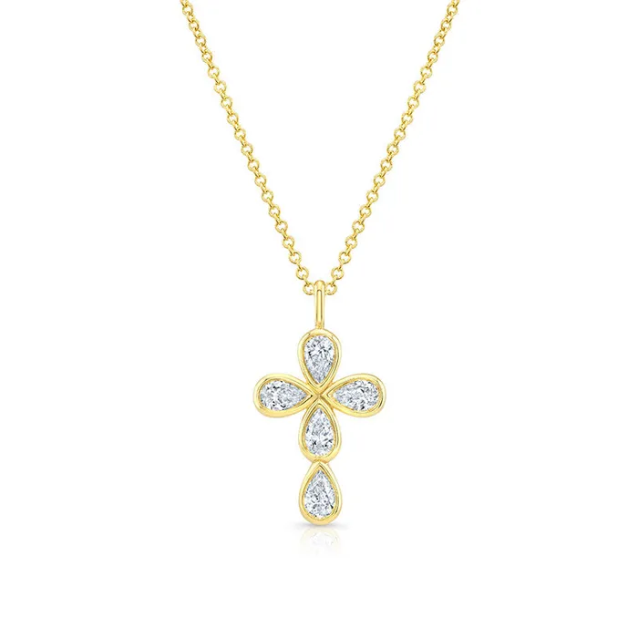 RAHAMINOV DIAMONDS Necklaces Pear Cut Diamond Cross Necklace