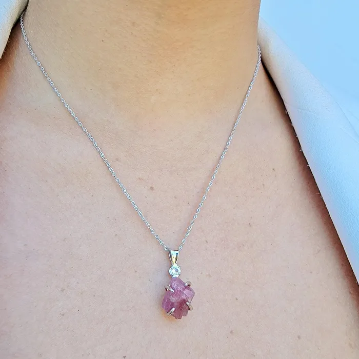 Raw Pink Tourmaline Necklace Uniquelan Jewelry Necklaces