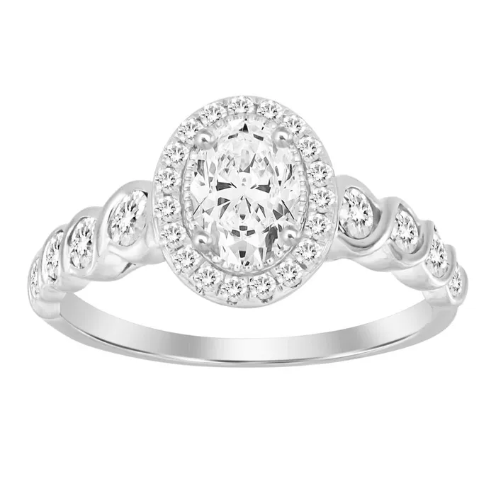 Rings AV LADIES RING 100CT ROUNDOVAL DIAMOND 14K WHITE GOLD