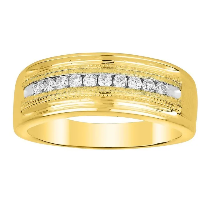 Rings AV MENS BAND 050CT ROUND DIAMOND 10K YELLOW GOLD